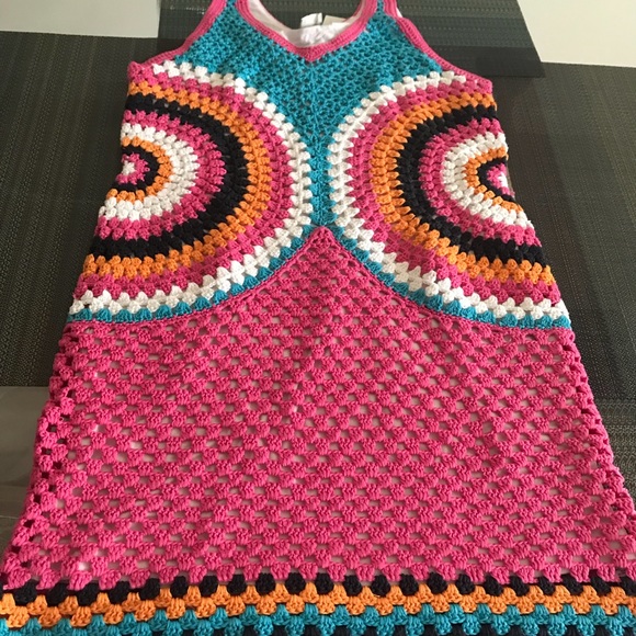 NWT CROCHET MULTICOLOR SWEATER BEACH DRESS 10 - Picture 3 of 6